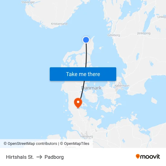 Hirtshals St. to Padborg map