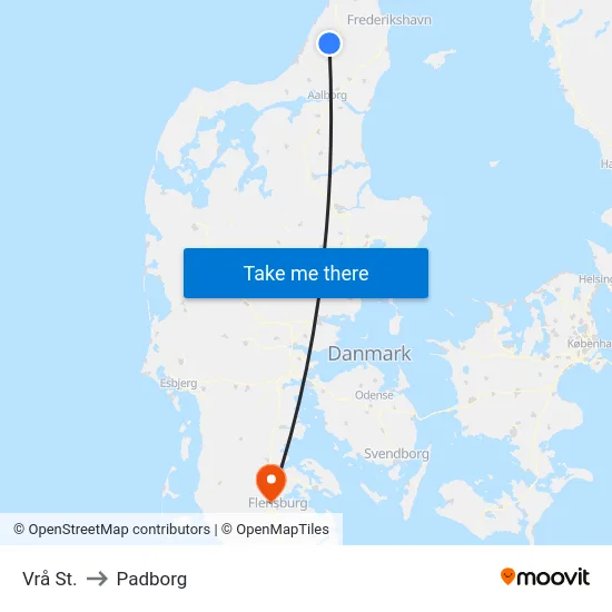 Vrå St. to Padborg map