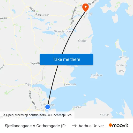 Sjællandsgade V Gothersgade (Fredericia) to Aarhus Universitet map