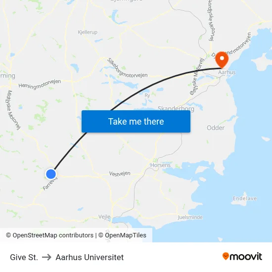 Give St. to Aarhus Universitet map