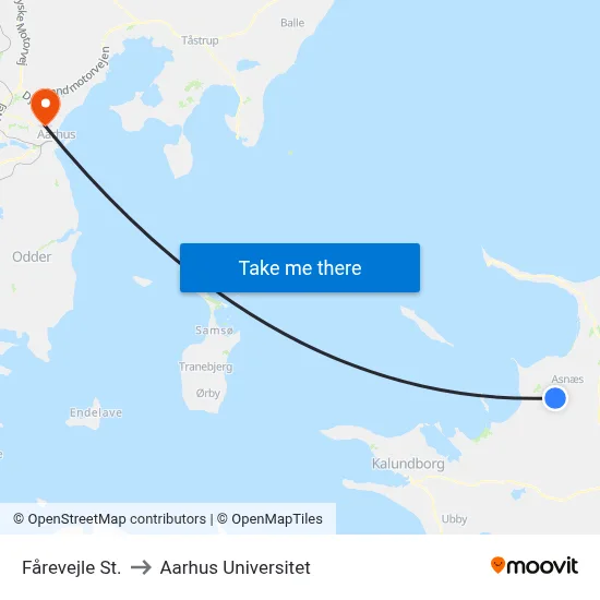 Fårevejle St. to Aarhus Universitet map