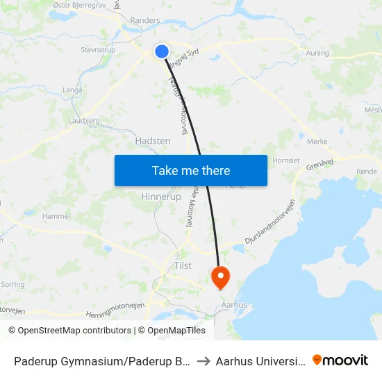 Paderup Gymnasium/Paderup Blvd. to Aarhus Universitet map