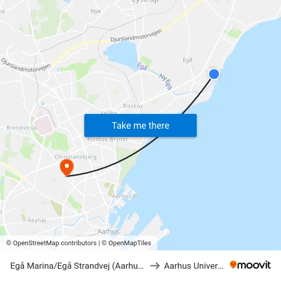 Egå Marina/Egå Strandvej (Aarhus Kom) to Aarhus Universitet map