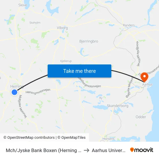 Mch/Jyske Bank Boxen (Herning Kom) to Aarhus Universitet map