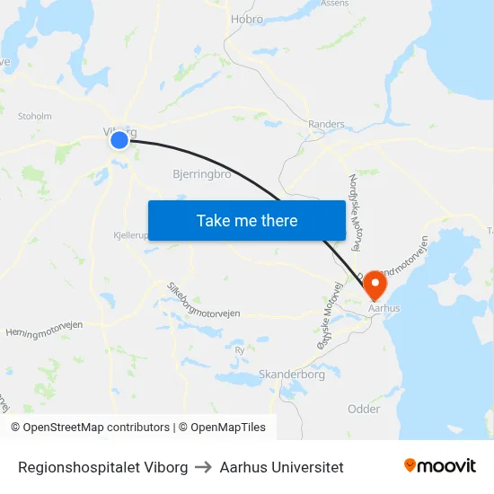 Regionshospitalet Viborg to Aarhus Universitet map