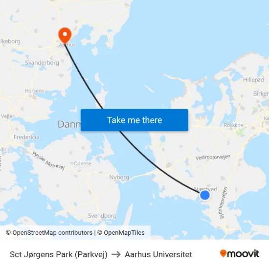 Sct Jørgens Park (Parkvej) to Aarhus Universitet map