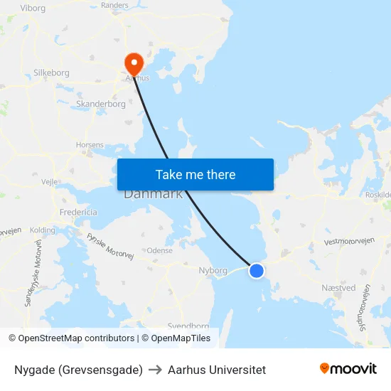 Nygade (Grevsensgade) to Aarhus Universitet map