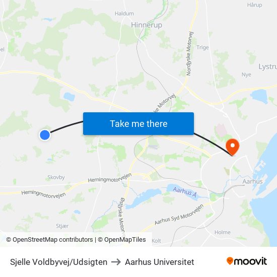 Sjelle Voldbyvej/Udsigten to Aarhus Universitet map
