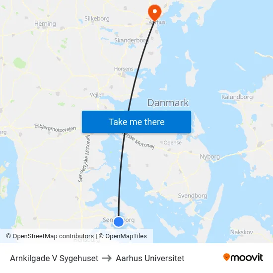 Arnkilgade V Sygehuset to Aarhus Universitet map