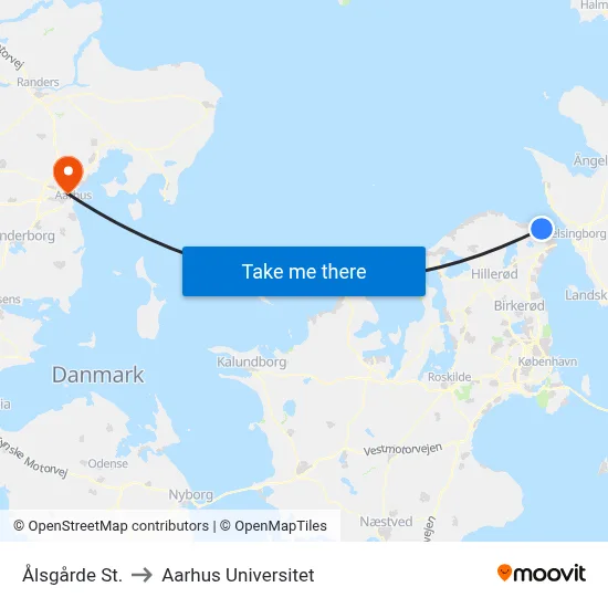 Ålsgårde St. to Aarhus Universitet map