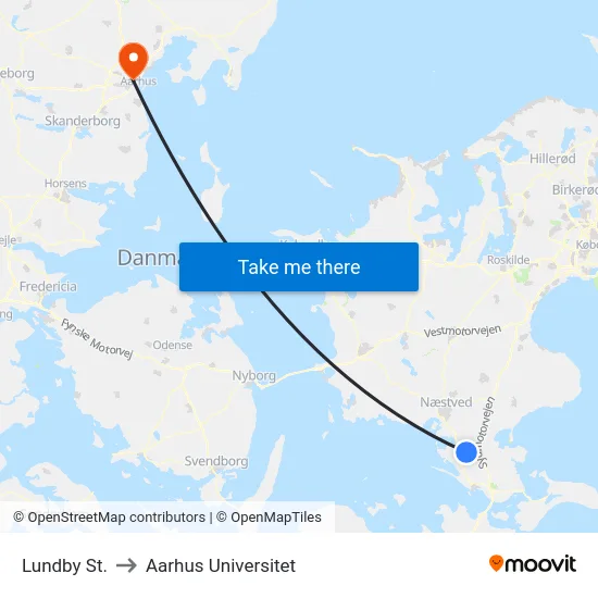 Lundby St. to Aarhus Universitet map