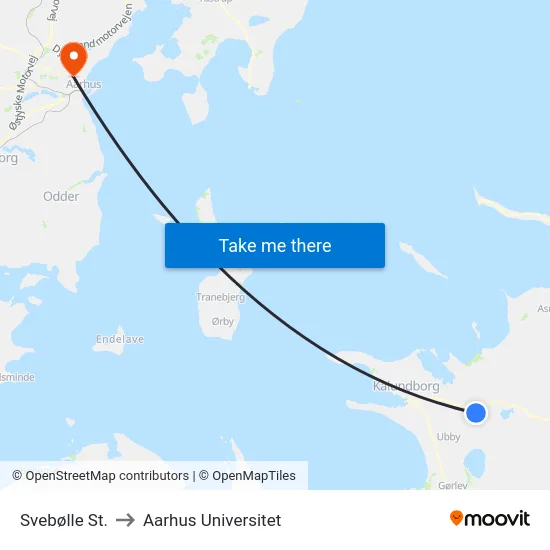 Svebølle St. to Aarhus Universitet map