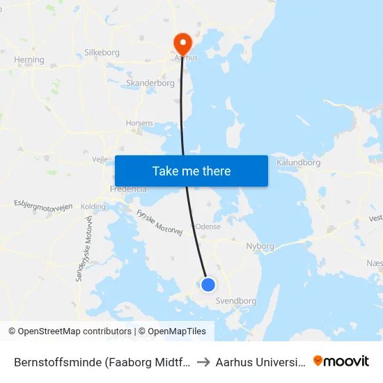 Bernstoffsminde (Faaborg Midtfyn) to Aarhus Universitet map