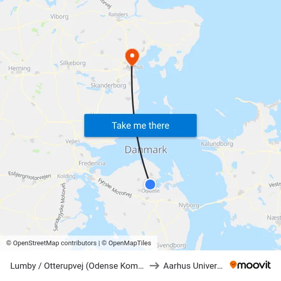 Lumby / Otterupvej (Odense Kommune) to Aarhus Universitet map