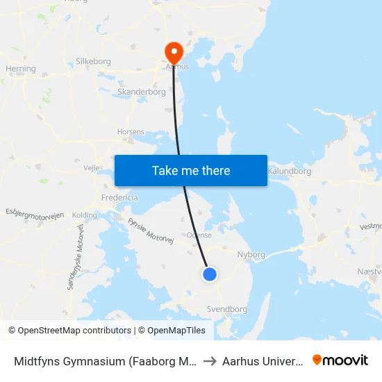 Midtfyns Gymnasium (Faaborg Midtfyn) to Aarhus Universitet map