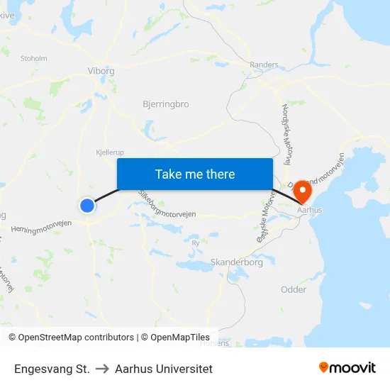 Engesvang St. to Aarhus Universitet map