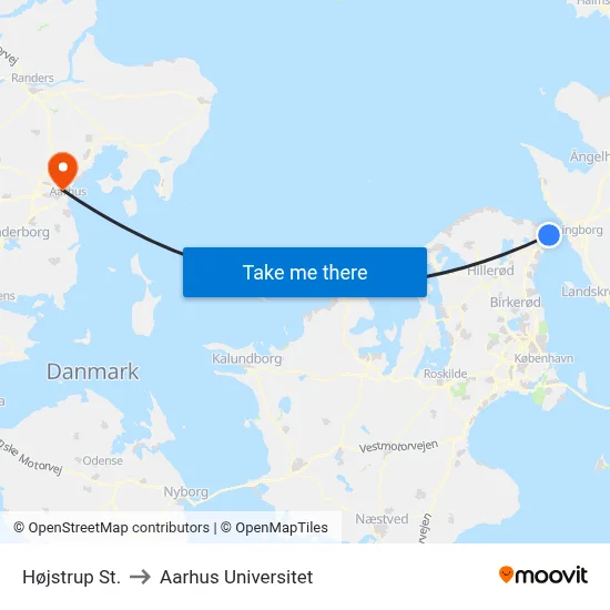 Højstrup St. to Aarhus Universitet map