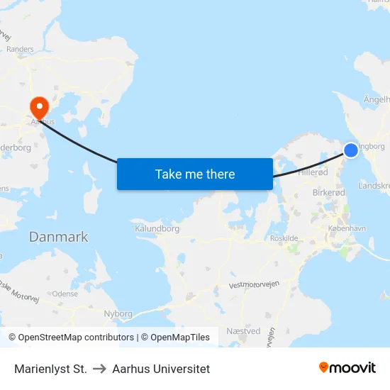 Marienlyst St. to Aarhus Universitet map