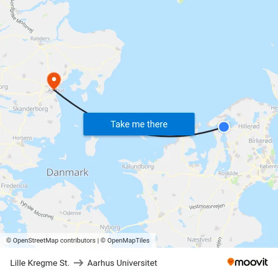 Lille Kregme St. to Aarhus Universitet map