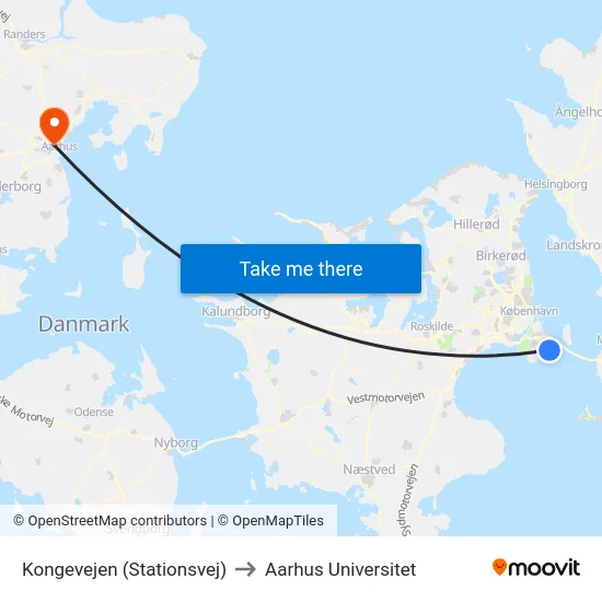 Kongevejen (Stationsvej) to Aarhus Universitet map