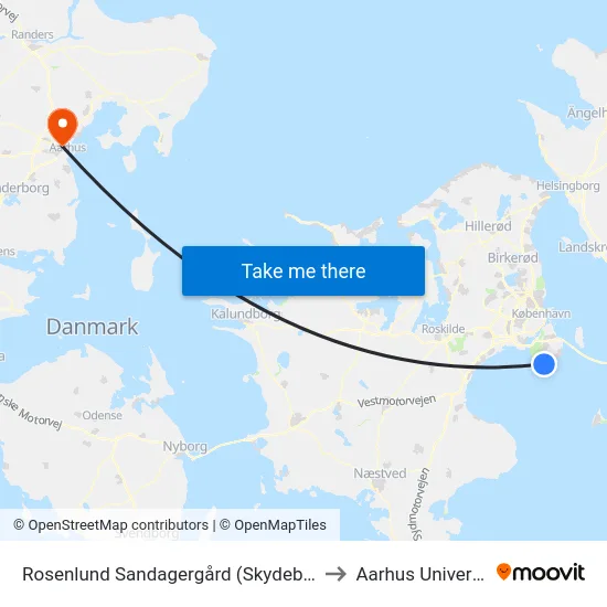 Rosenlund Sandagergård (Skydebanevej) to Aarhus Universitet map