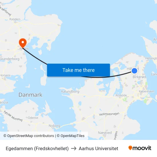 Egedammen (Fredskovhellet) to Aarhus Universitet map