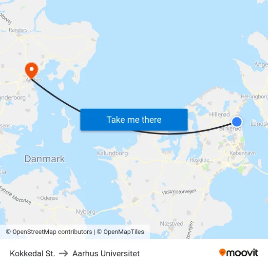 Kokkedal St. to Aarhus Universitet map