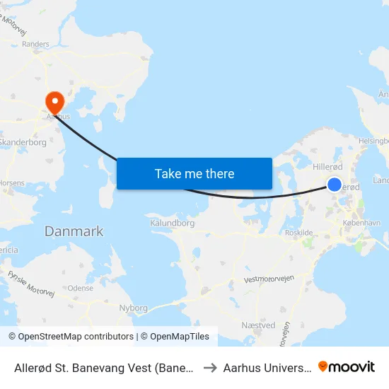 Allerød St. Banevang Vest (Banevang) to Aarhus Universitet map