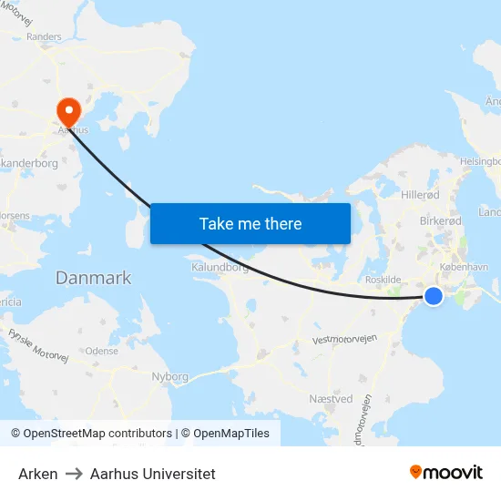 Arken to Aarhus Universitet map