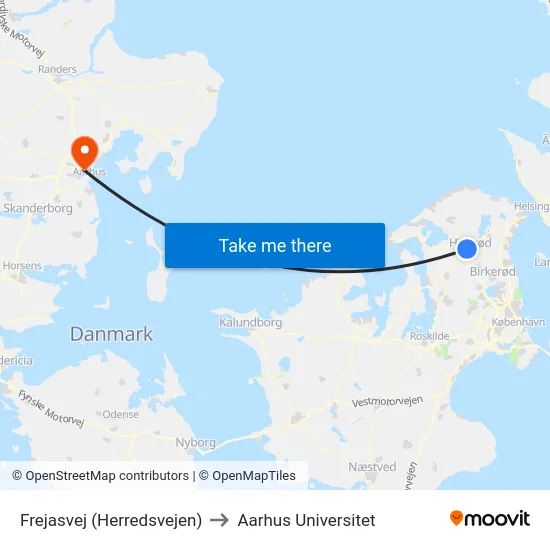 Frejasvej (Herredsvejen) to Aarhus Universitet map