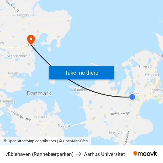 Æblehaven (Rønnebærparken) to Aarhus Universitet map