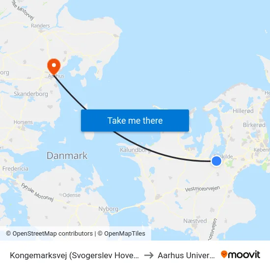 Kongemarksvej (Svogerslev Hovedgade) to Aarhus Universitet map