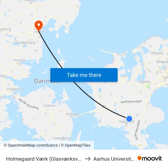 Holmegaard Værk (Glasværksvej) to Aarhus Universitet map