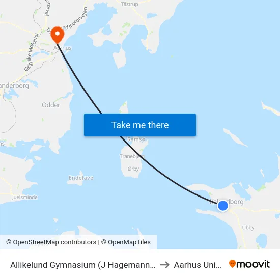 Allikelund Gymnasium (J Hagemann-Petersens Allé) to Aarhus Universitet map