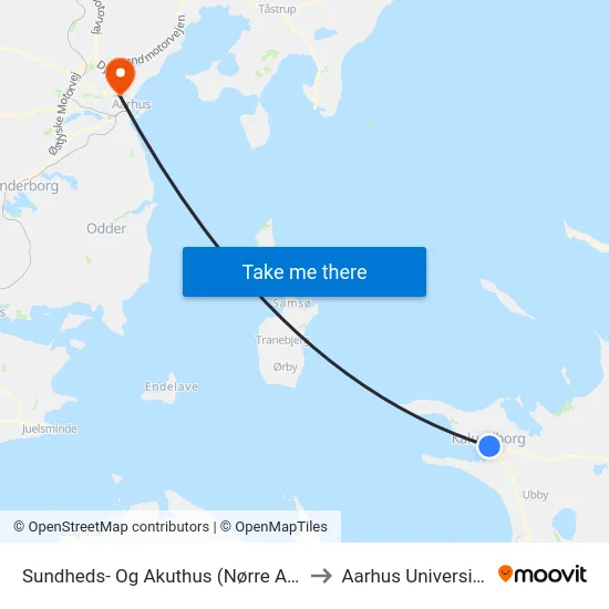 Sundheds- Og Akuthus (Nørre Allé) to Aarhus Universitet map