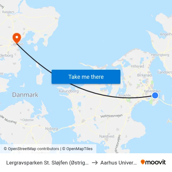 Lergravsparken St. Sløjfen (Østrigsgade) to Aarhus Universitet map