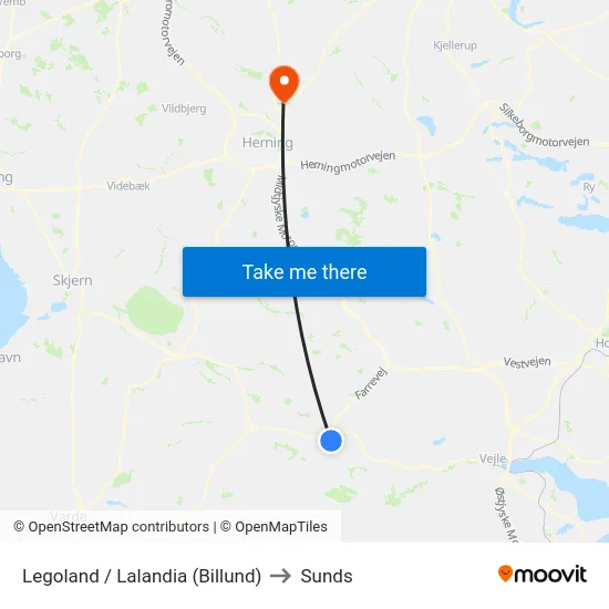 Legoland / Lalandia (Billund) to Sunds map