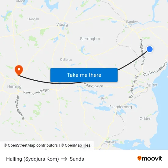 Halling (Syddjurs Kom) to Sunds map