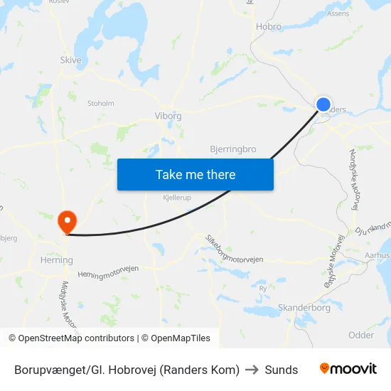 Borupvænget/Gl. Hobrovej (Randers Kom) to Sunds map