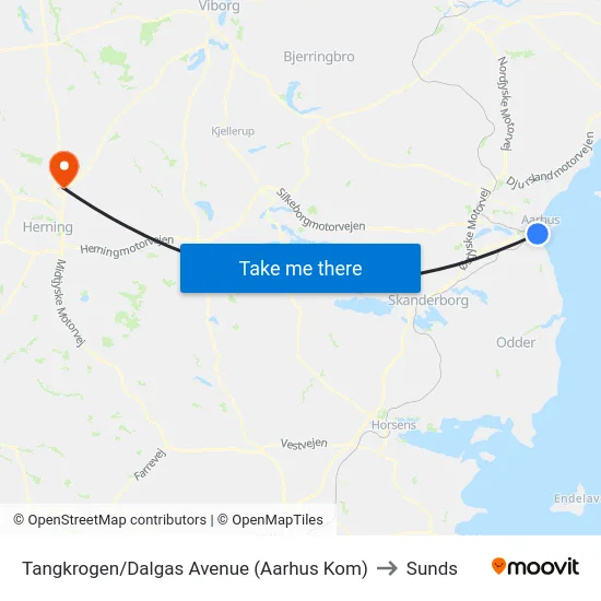 Tangkrogen/Dalgas Avenue (Aarhus Kom) to Sunds map