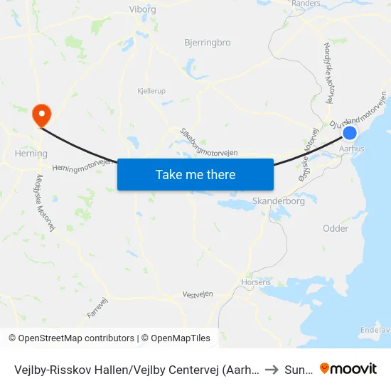 Vejlby-Risskov Hallen/Vejlby Centervej (Aarhus Kom to Sunds map