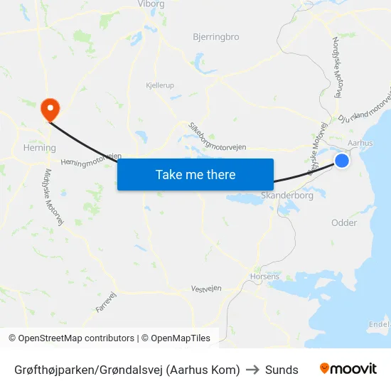 Grøfthøjparken/Grøndalsvej (Aarhus Kom) to Sunds map