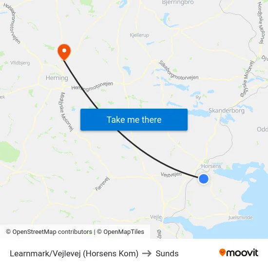 Learnmark/Vejlevej (Horsens Kom) to Sunds map
