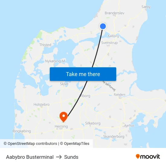 Aabybro Busterminal to Sunds map