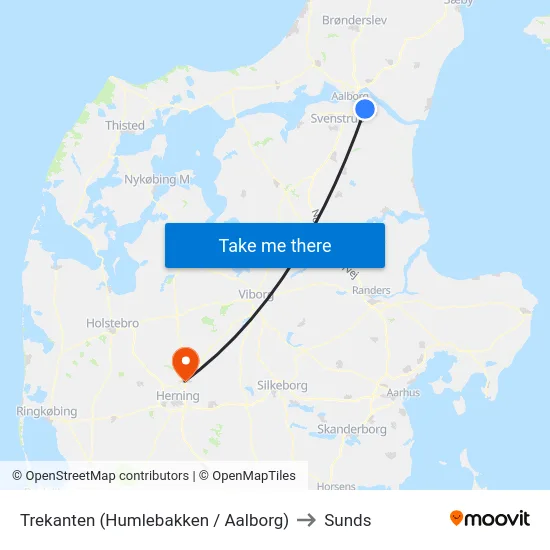 Trekanten (Humlebakken / Aalborg) to Sunds map