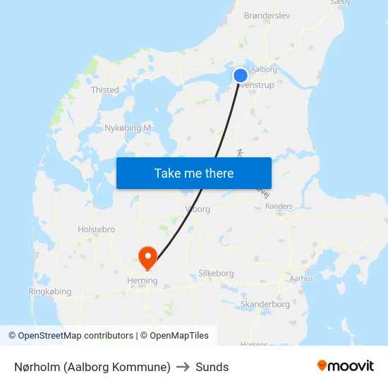 Nørholm (Aalborg Kommune) to Sunds map