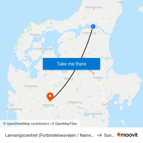 Løvvangscentret (Forbindelsesvejen / Nørresundby) to Sunds map