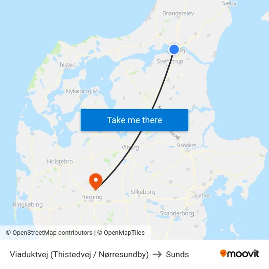 Viaduktvej (Thistedvej / Nørresundby) to Sunds map