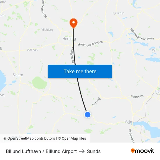 Billund Lufthavn / Billund Airport to Sunds map