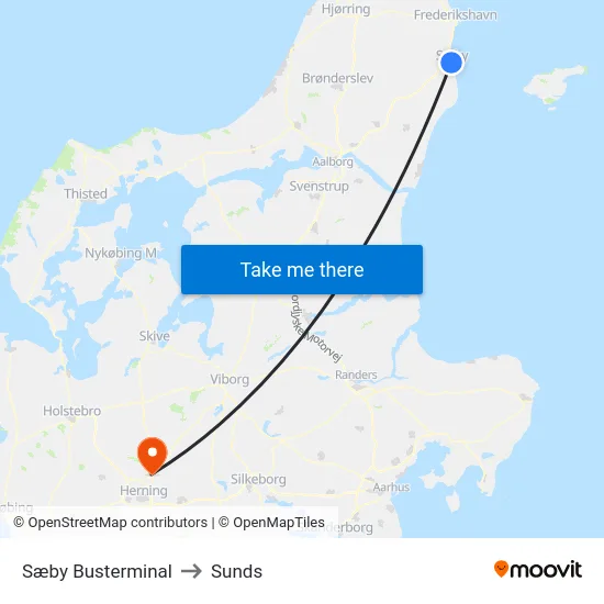 Sæby Busterminal to Sunds map